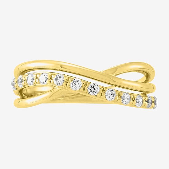 Limited Quantities! Womens 4MM 1/4 CT. T.W. Lab Grown White Diamond 14K Gold Over Silver Band