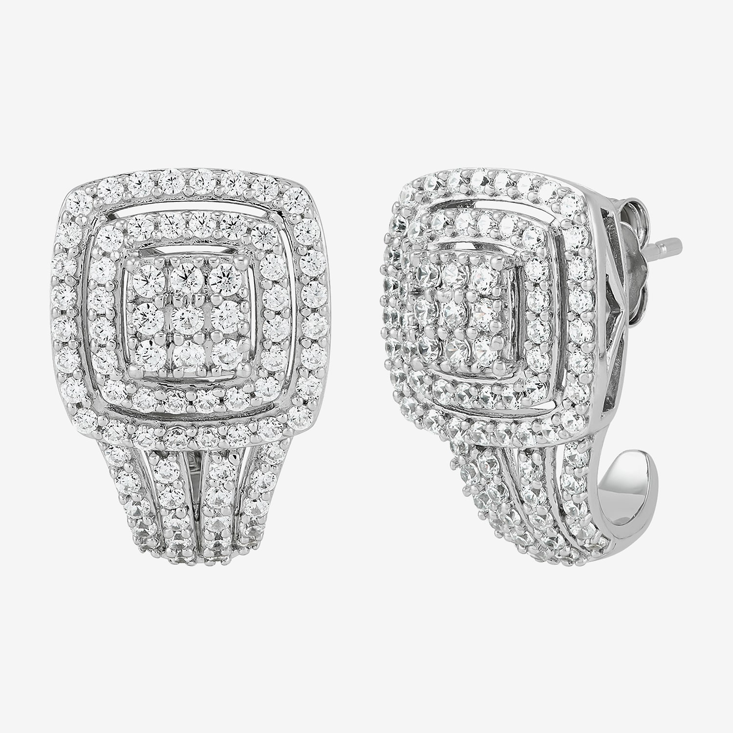 1 CT. T.W. Lab Grown White Diamond Sterling Silver 17.8mm Stud Earrings