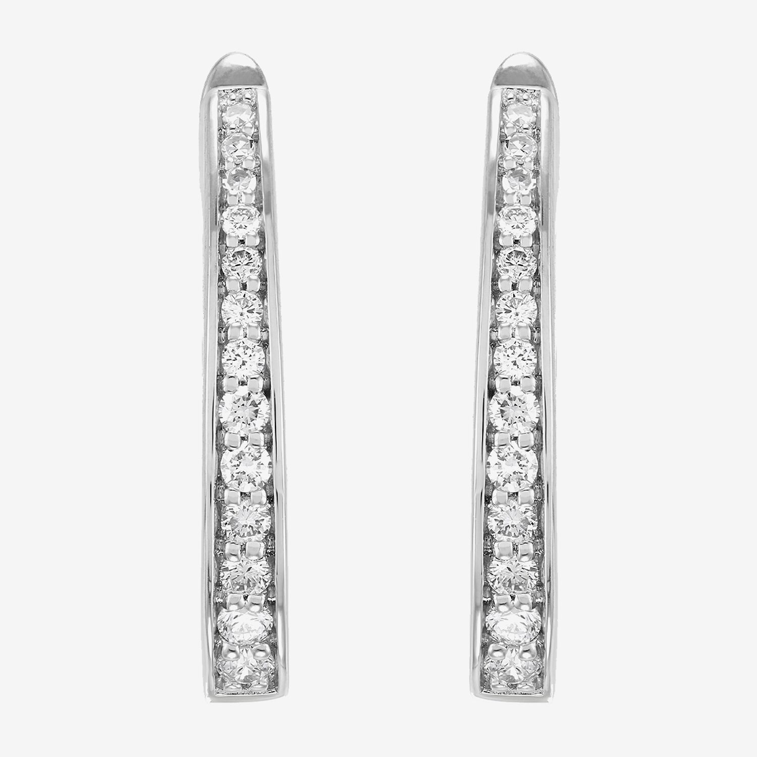 Limited Quantities! Womens 1/2 CT. Lab Grown White Diamond Sterling Silver 23.4mm Hoop Earrings