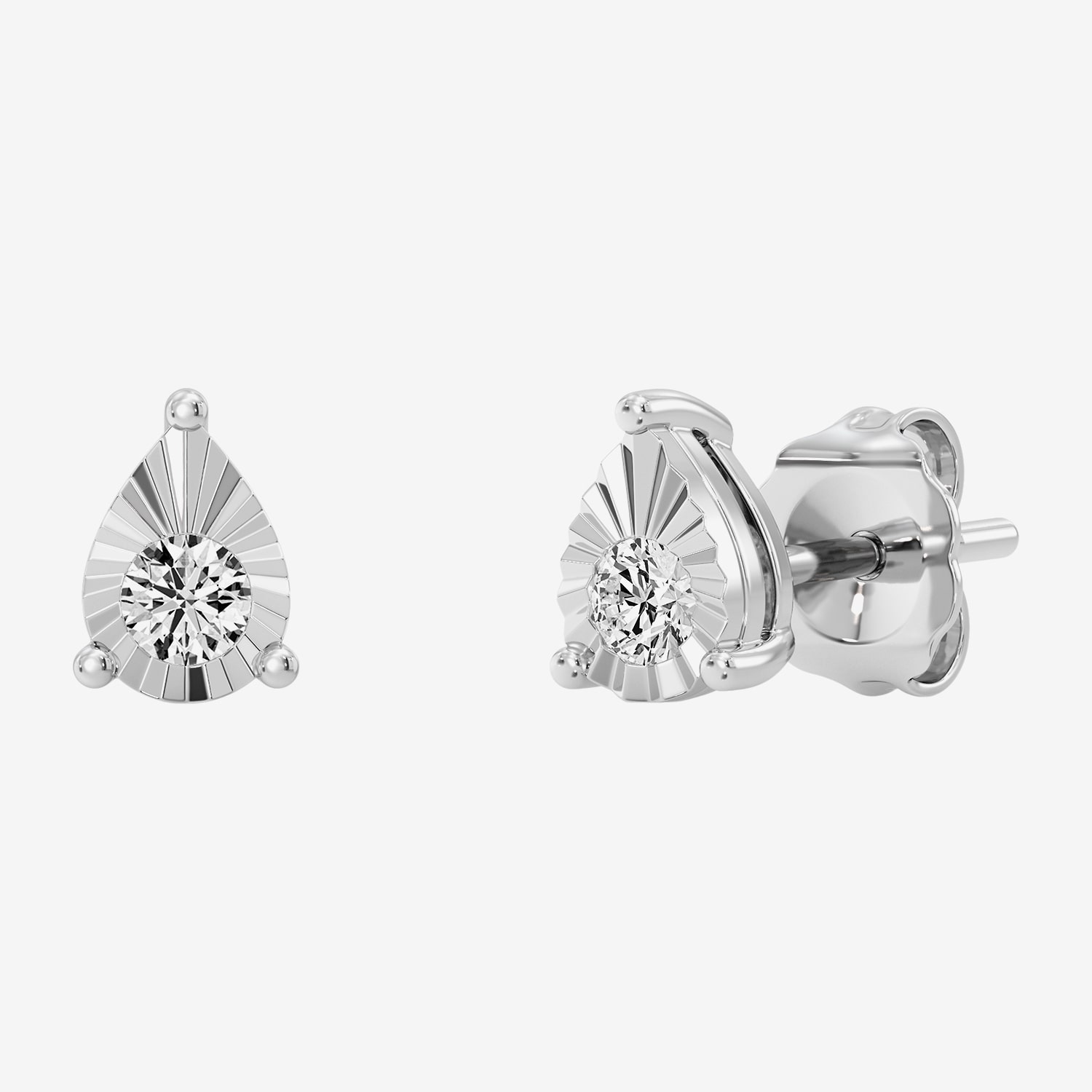 (F / Si1-Si2) 1/10 CT. T.W. Lab Grown White Diamond Sterling Silver 6.2mm Pear Stud Earrings