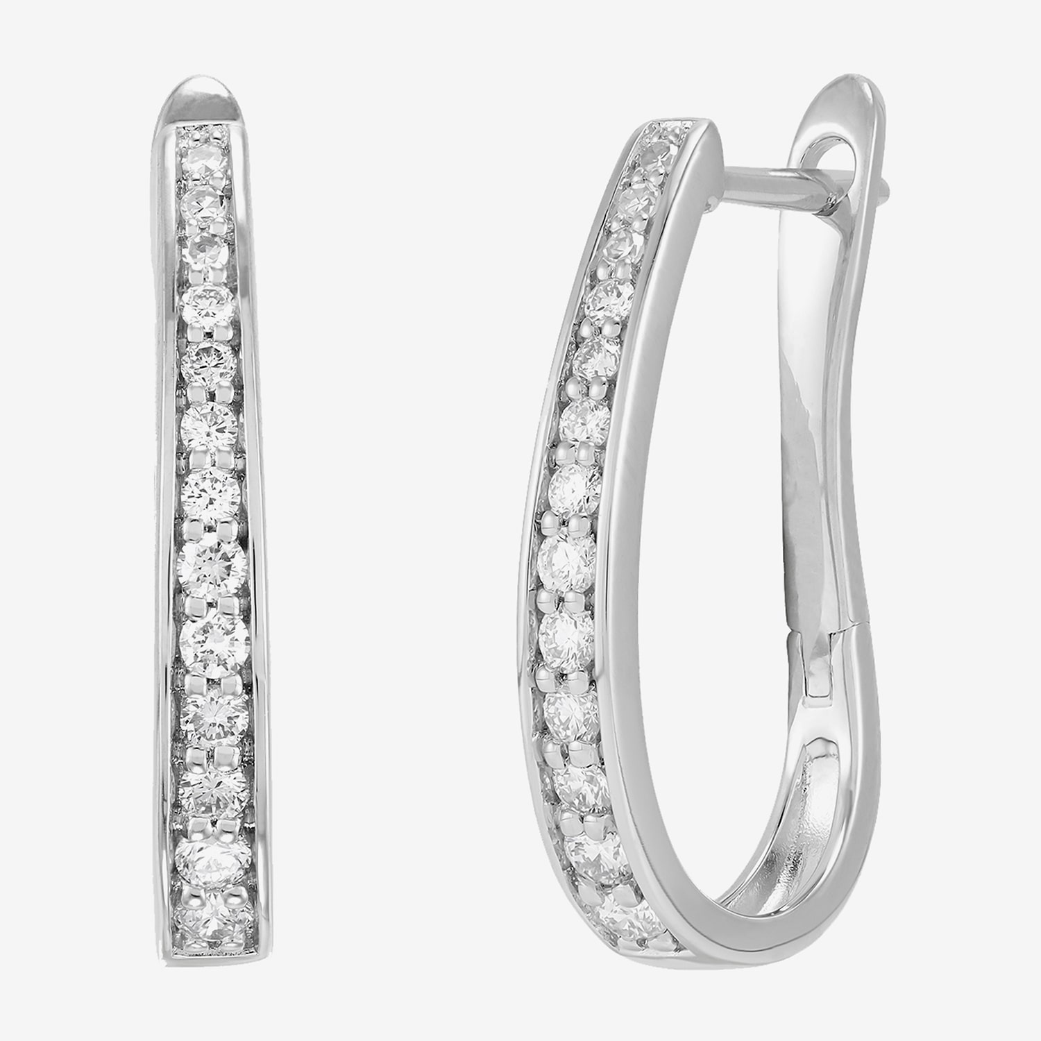 Limited Quantities! Womens 1/2 CT. Lab Grown White Diamond Sterling Silver 23.4mm Hoop Earrings