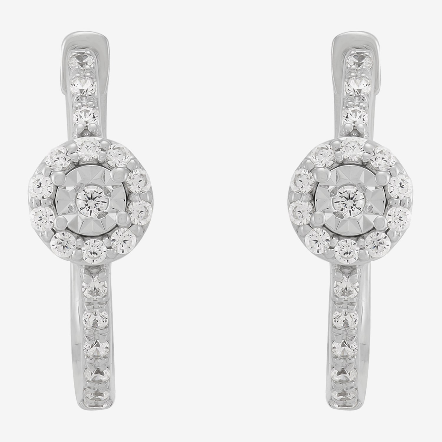 Womens 1/4 CT. T.W. Lab Grown White Diamond Sterling Silver 16.7mm Hoop Earrings