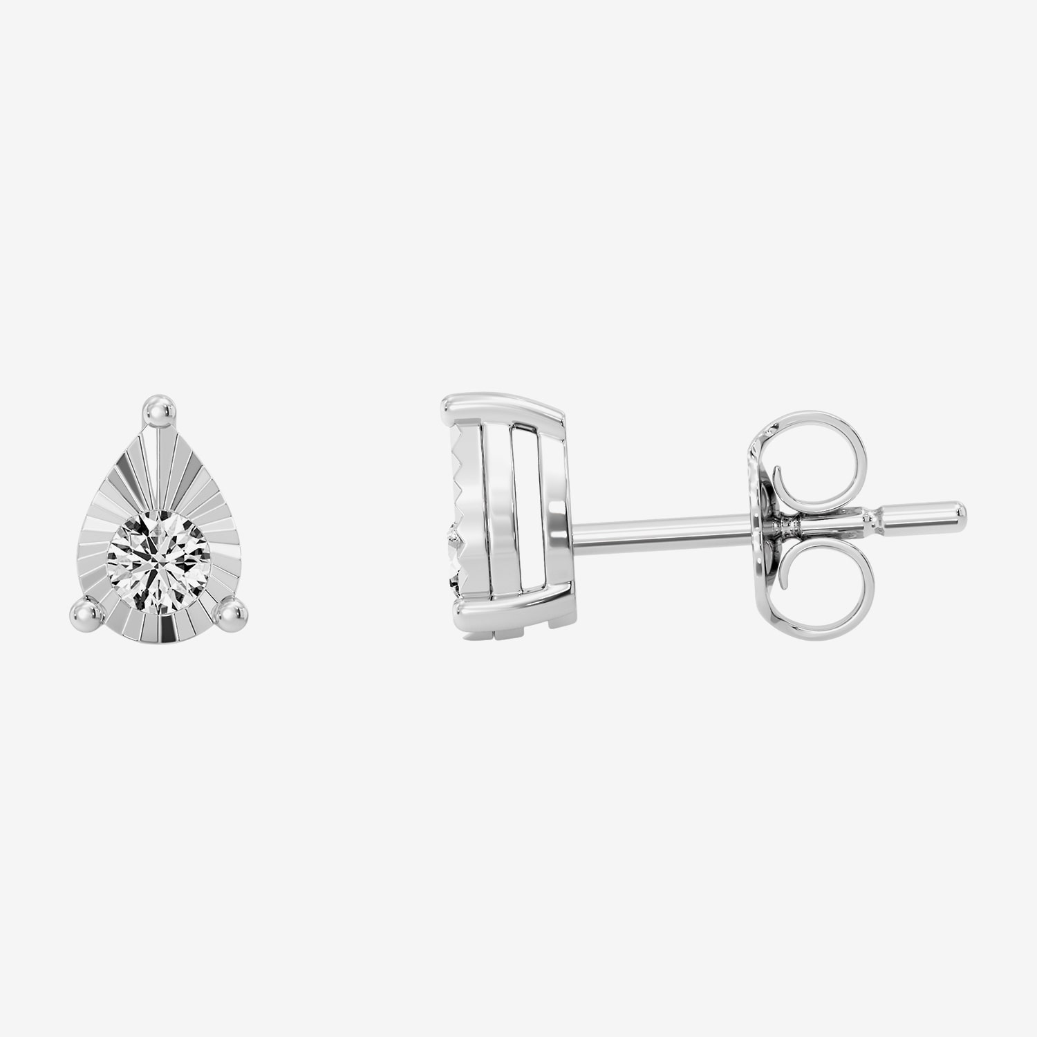 (F / Si1-Si2) 1/10 CT. T.W. Lab Grown White Diamond Sterling Silver 6.2mm Pear Stud Earrings