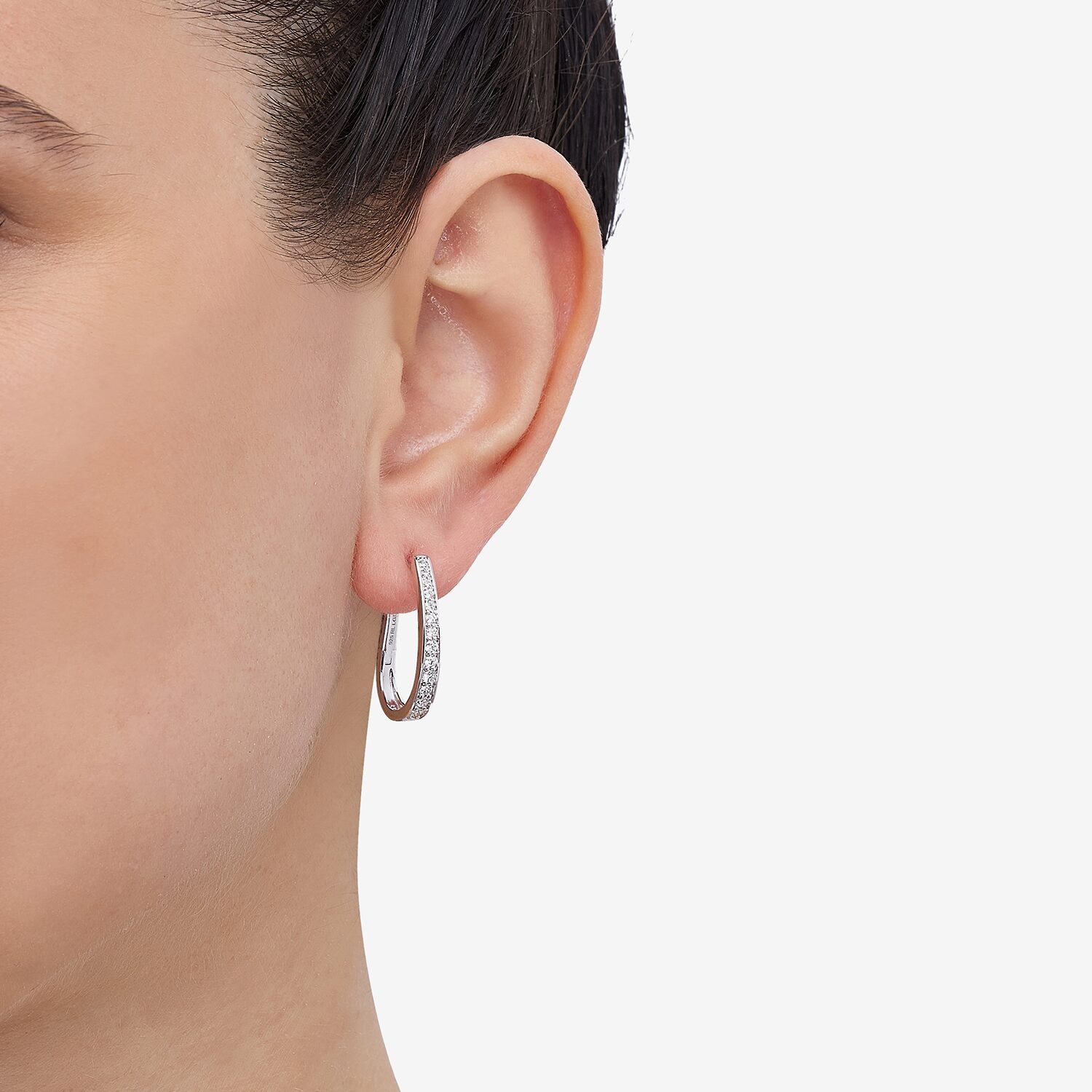 Limited Quantities! Womens 1/2 CT. Lab Grown White Diamond Sterling Silver 23.4mm Hoop Earrings