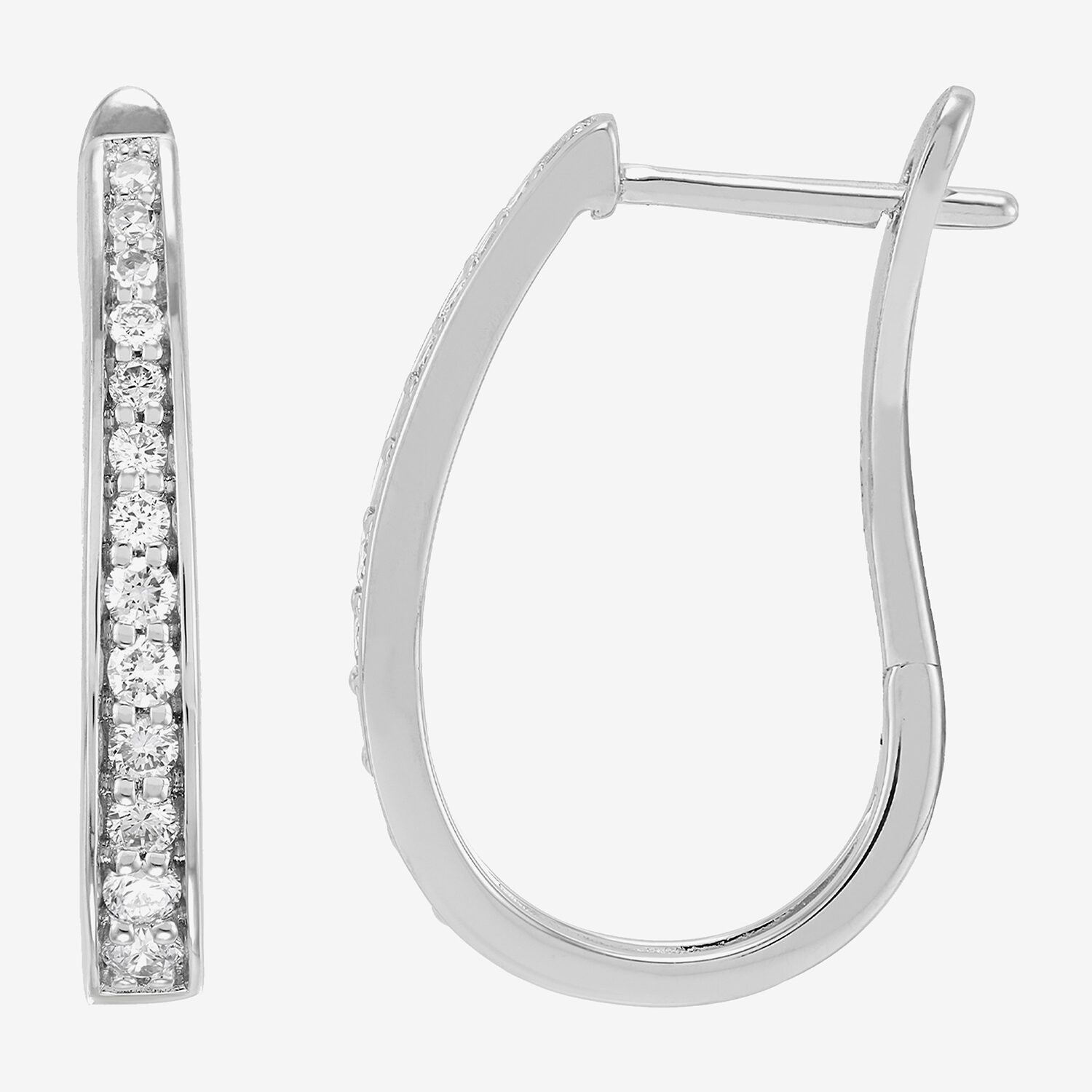 Limited Quantities! Womens 1/2 CT. Lab Grown White Diamond Sterling Silver 23.4mm Hoop Earrings