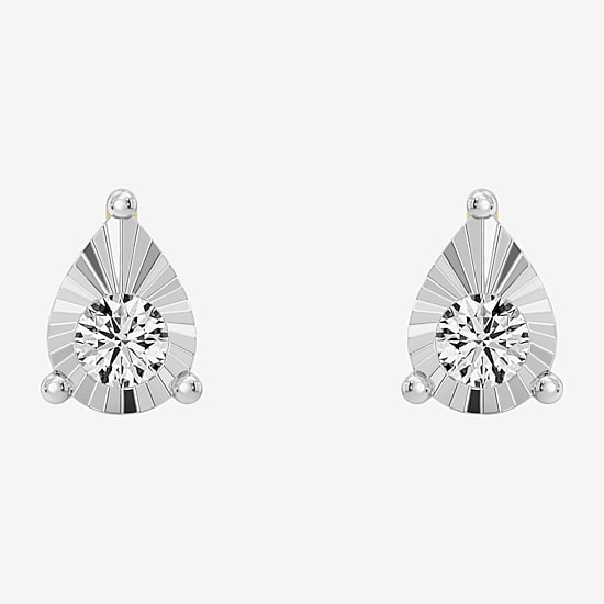 (F / Si1-Si2) 1/10 CT. T.W. Lab Grown White Diamond Sterling Silver 6.2mm Pear Stud Earrings