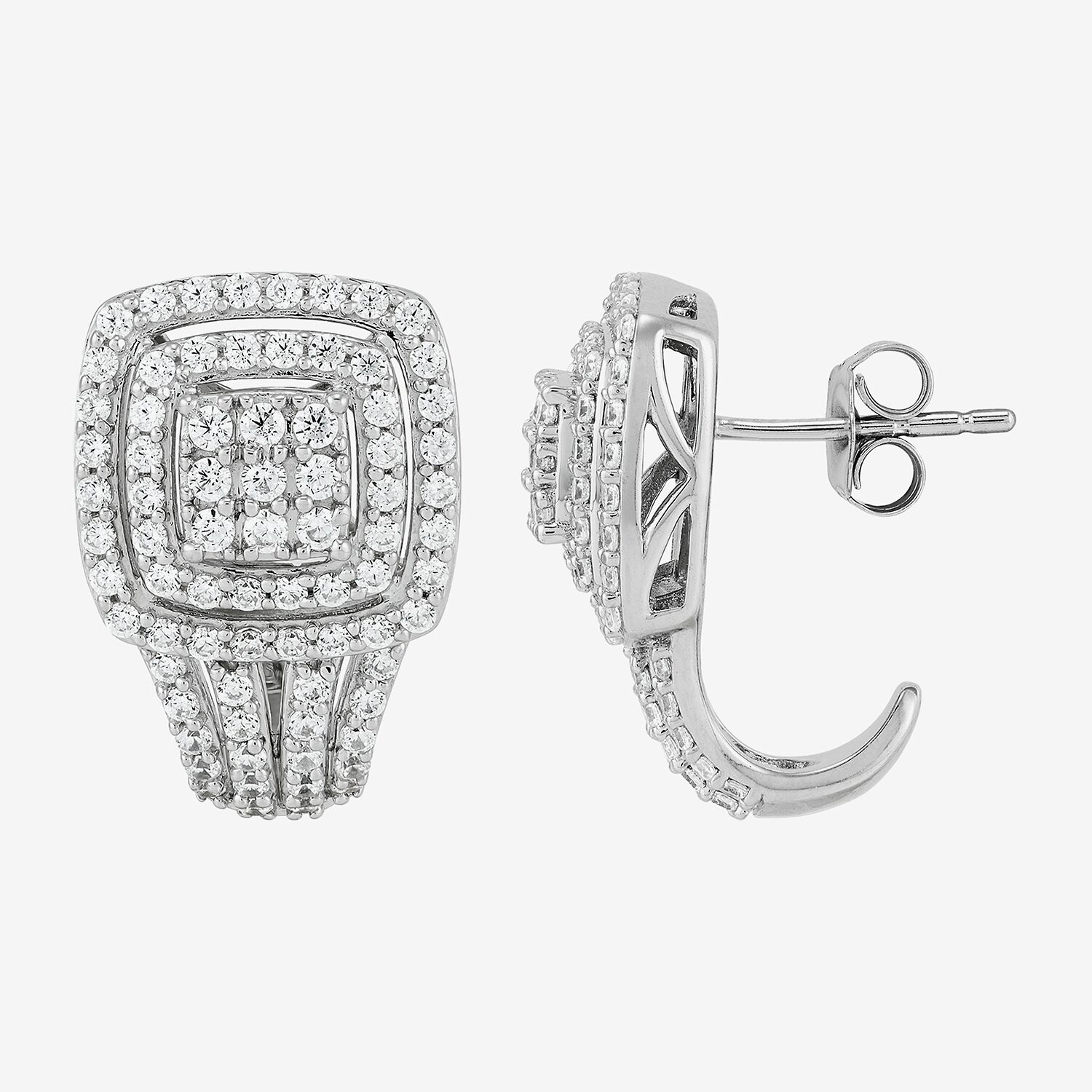 1 CT. T.W. Lab Grown White Diamond Sterling Silver 17.8mm Stud Earrings