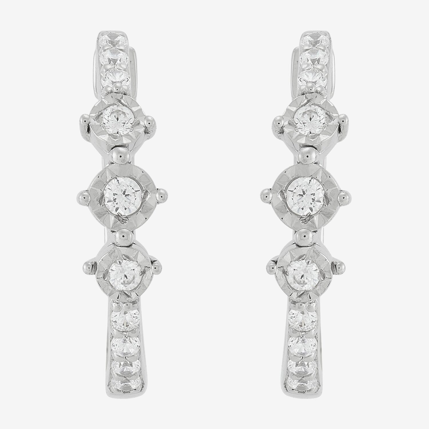 Womens 1/4 CT. T.W. Lab Grown White Diamond Sterling Silver 18.2mm Hoop Earrings