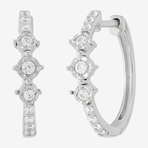 Limited Quantities! Womens 1/4 CT. T.W. Lab Grown White Diamond Sterling Silver 18.2mm Hoop Earrings, One Size, White