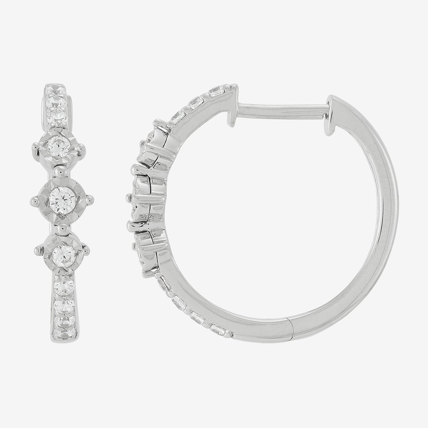 Womens 1/4 CT. T.W. Lab Grown White Diamond Sterling Silver 18.2mm Hoop Earrings