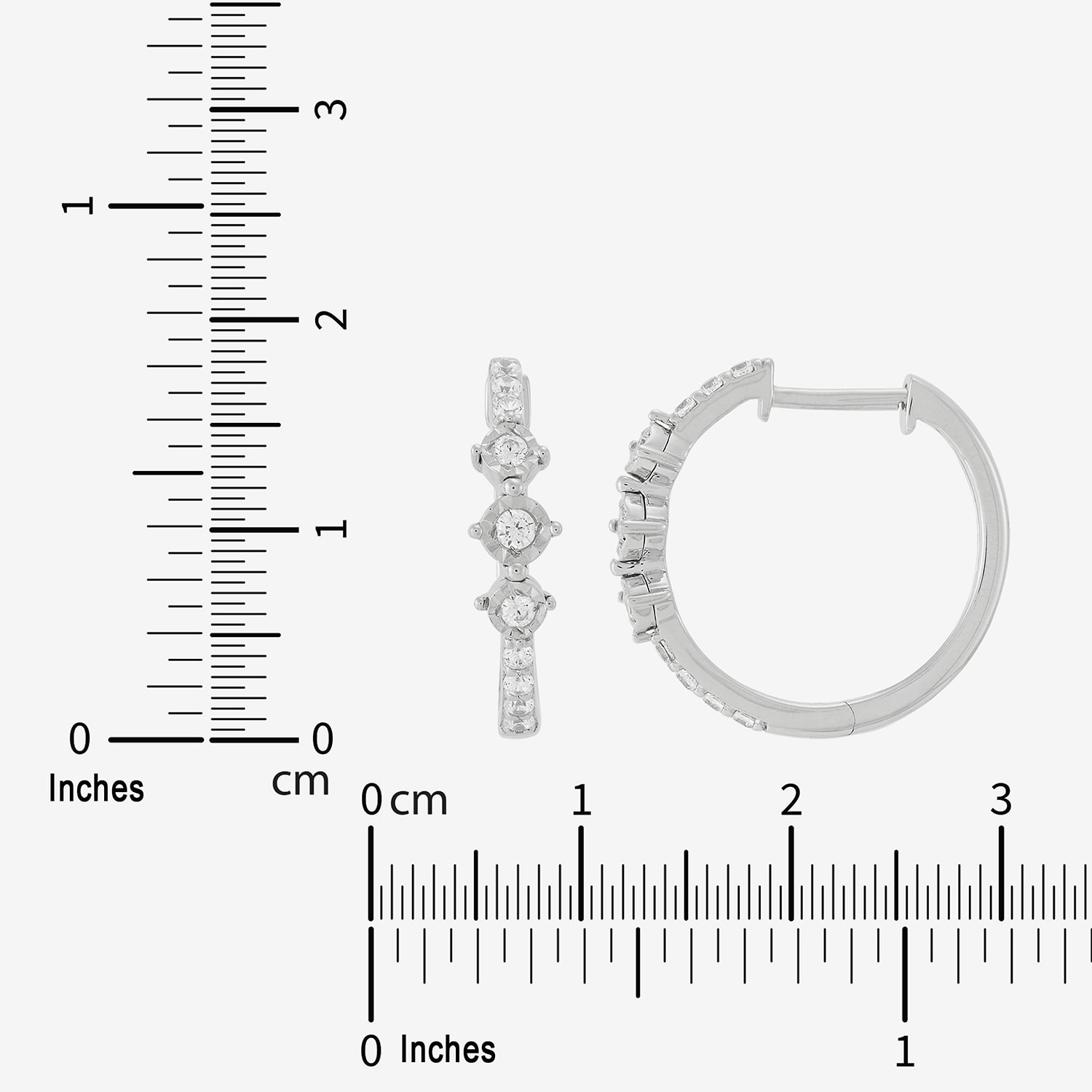 Womens 1/4 CT. T.W. Lab Grown White Diamond Sterling Silver 18.2mm Hoop Earrings