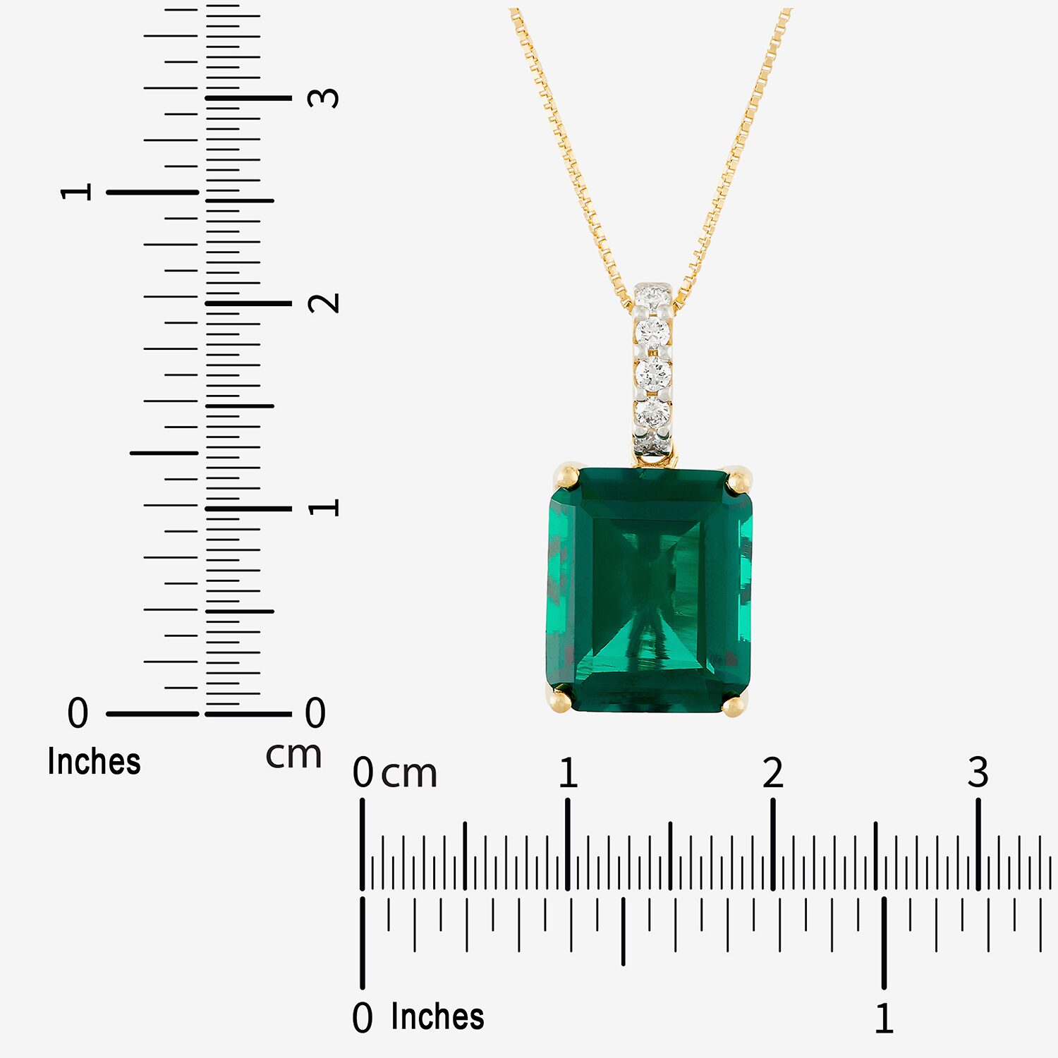Womens 1/10 CT. T.W. Lab Created Green Emerald 14K Gold 18 Inch Pendant Necklace