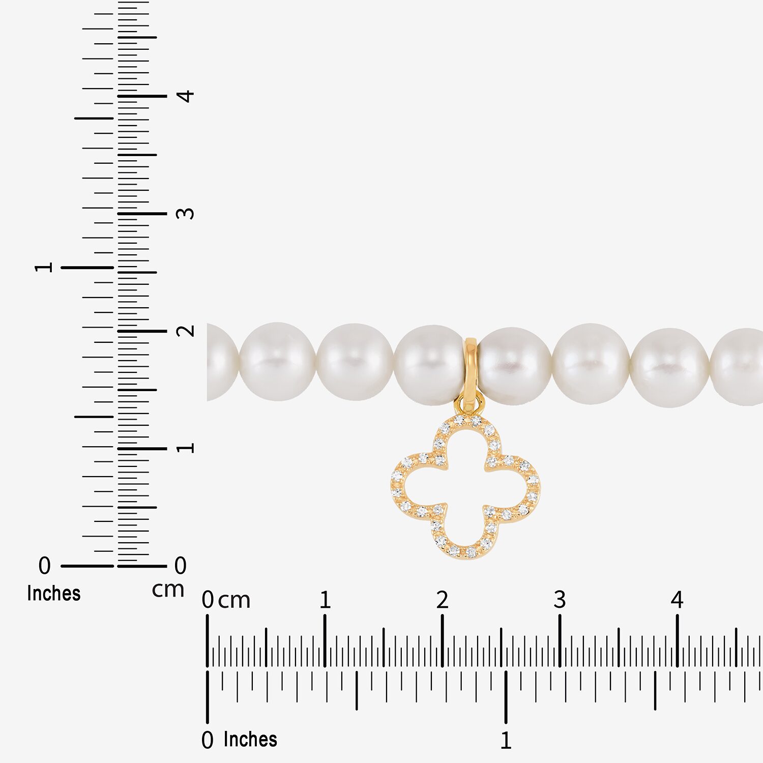 Womens Diamond Accent White Cultured Freshwater Pearl 14K Gold Clover Strand Bracelet