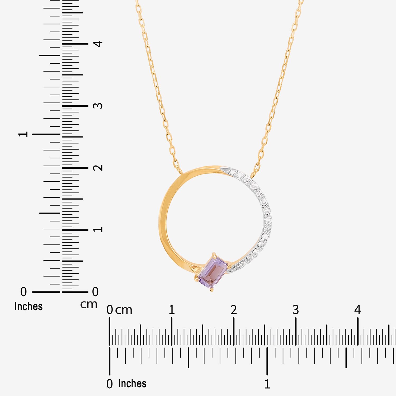 Womens 1/10 CT. T.W. Genuine Purple Amethyst 10K Gold Circle 17 Inch Pendant Necklace