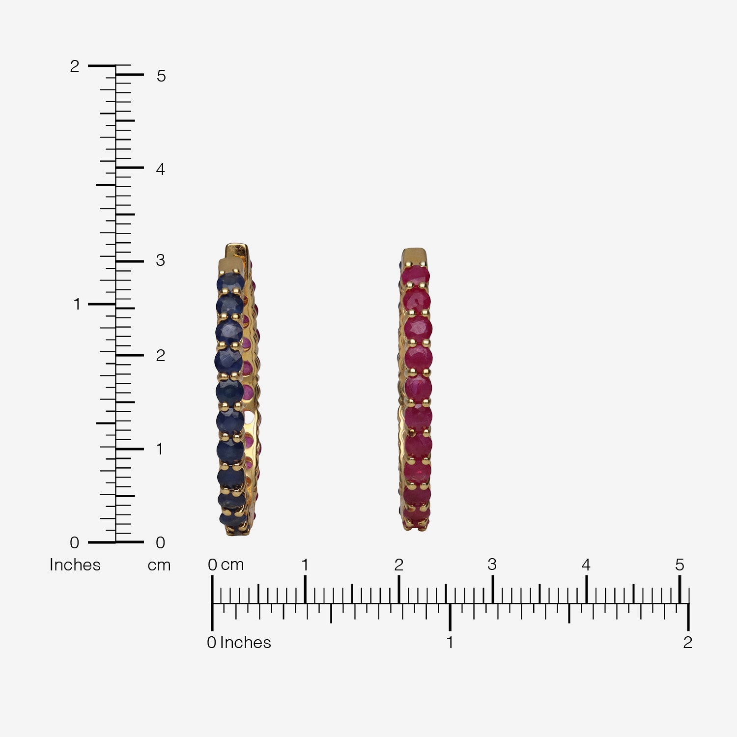 LIMITED QUANTITIES  Lead Glass-Filled Ruby and Genuine Blue Sapphire Hoop Earrings