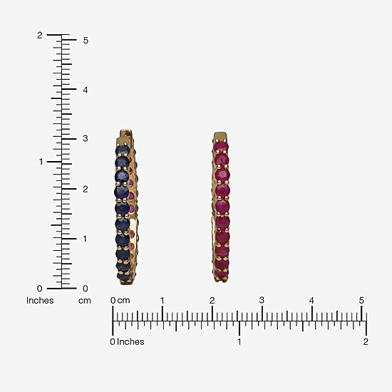 LIMITED QUANTITIES  Lead Glass-Filled Ruby and Genuine Blue Sapphire Hoop Earrings