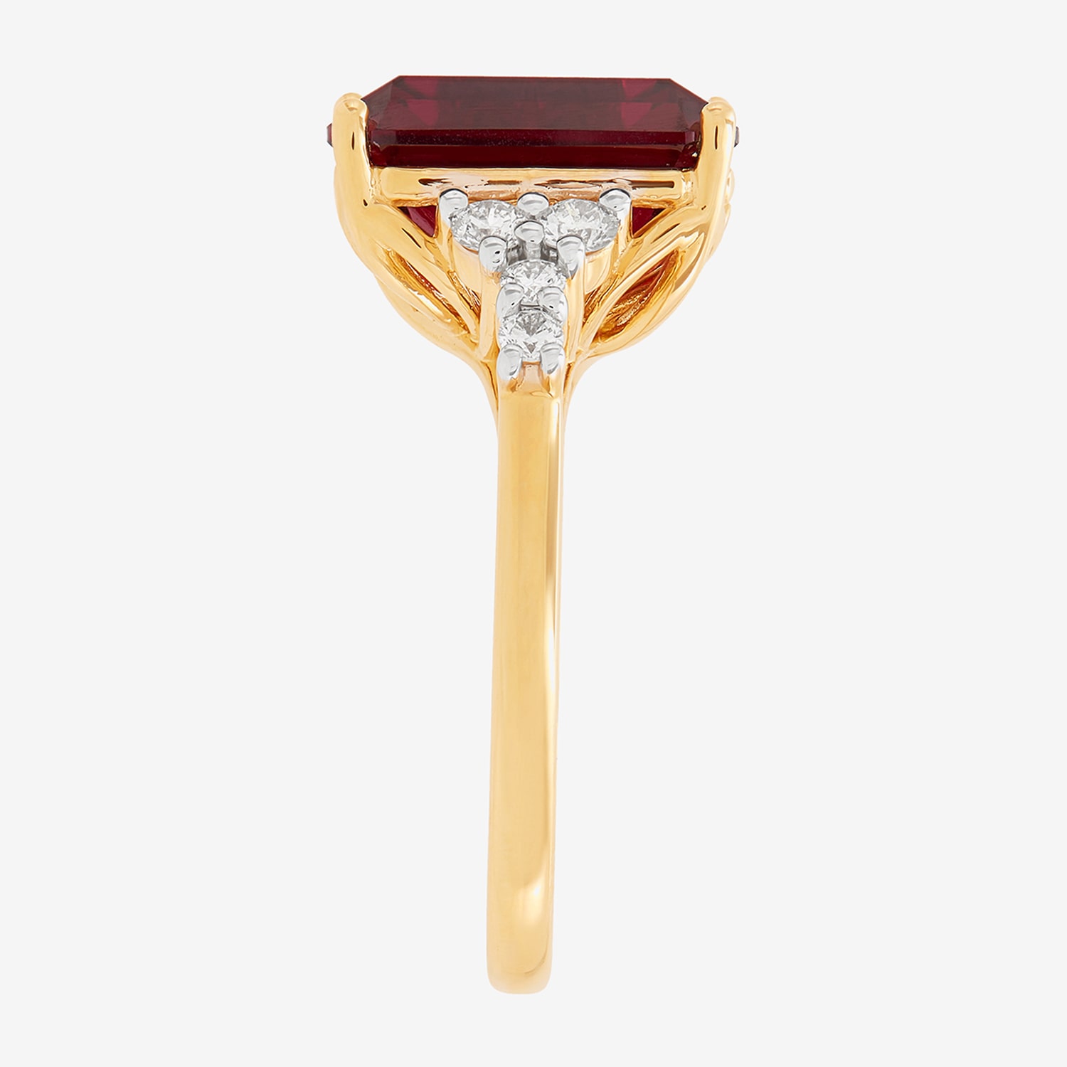 Limited Quantities! Womens 1/3 CT. T.W. Lab Created Red Ruby 14K Gold Side Stone Cocktail Ring