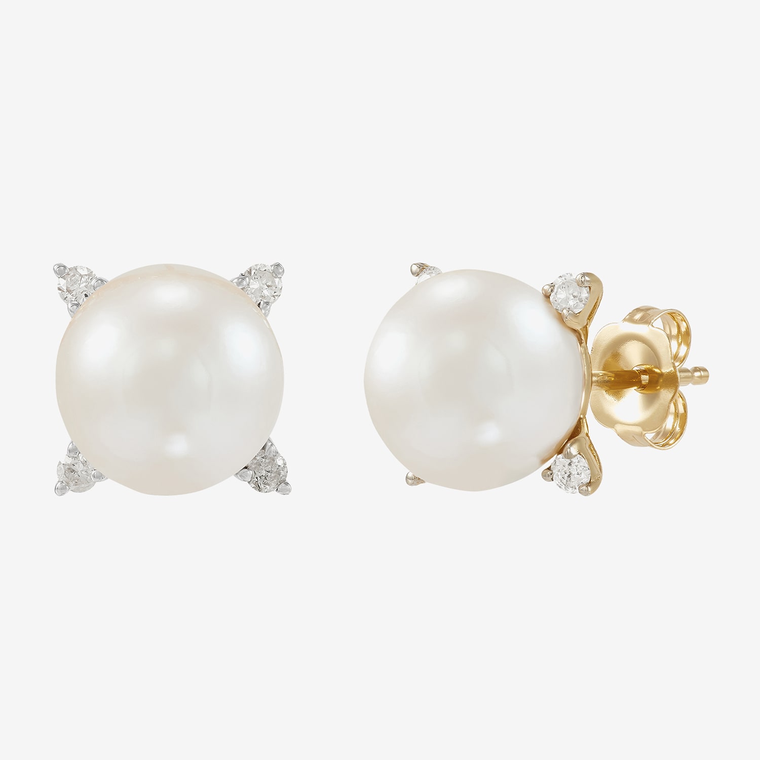 1/8 CT. T.W. Dyed White Cultured Freshwater Pearl 14K Gold 8.7mm Stud Earrings