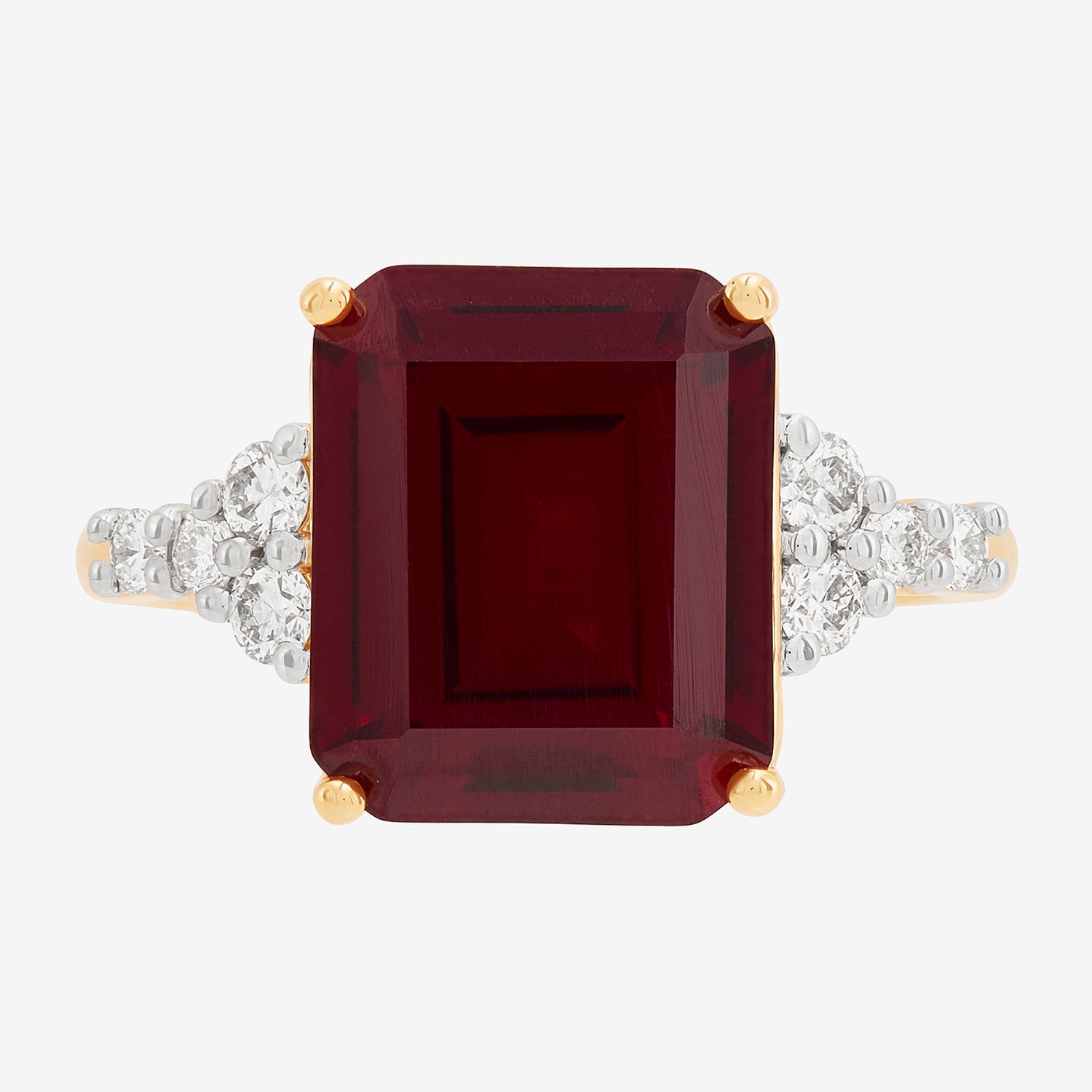 Limited Quantities! Womens 1/3 CT. T.W. Lab Created Red Ruby 14K Gold Side Stone Cocktail Ring