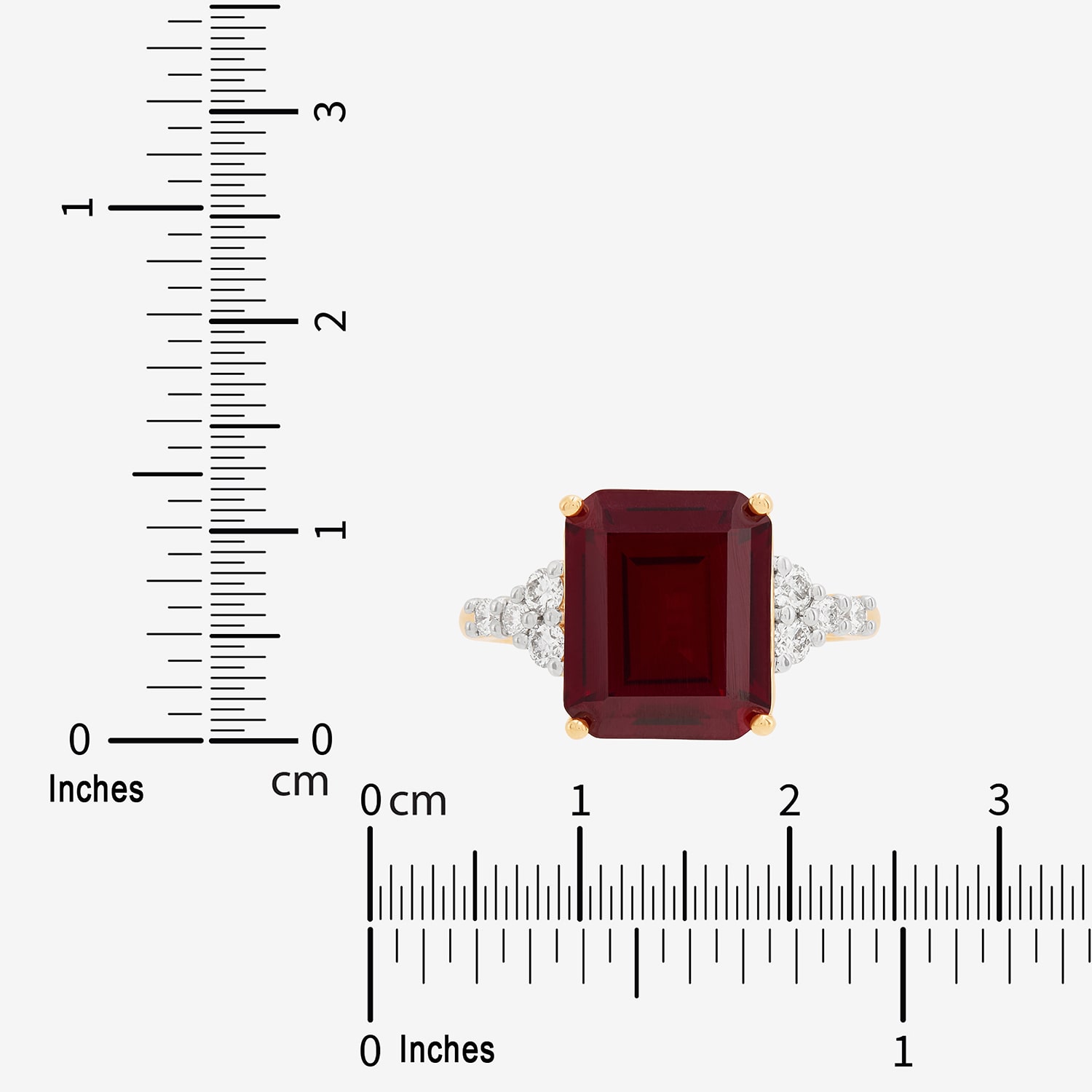 Limited Quantities! Womens 1/3 CT. T.W. Lab Created Red Ruby 14K Gold Side Stone Cocktail Ring