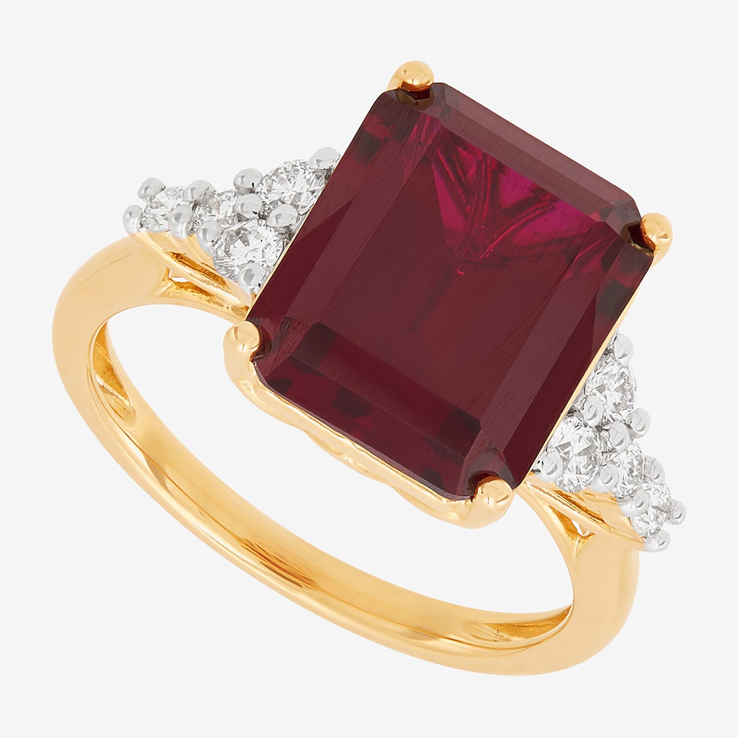 Limited Quantities! Womens 1/3 CT. T.W. Lab Created Red Ruby 14K Gold Side Stone Cocktail Ring
