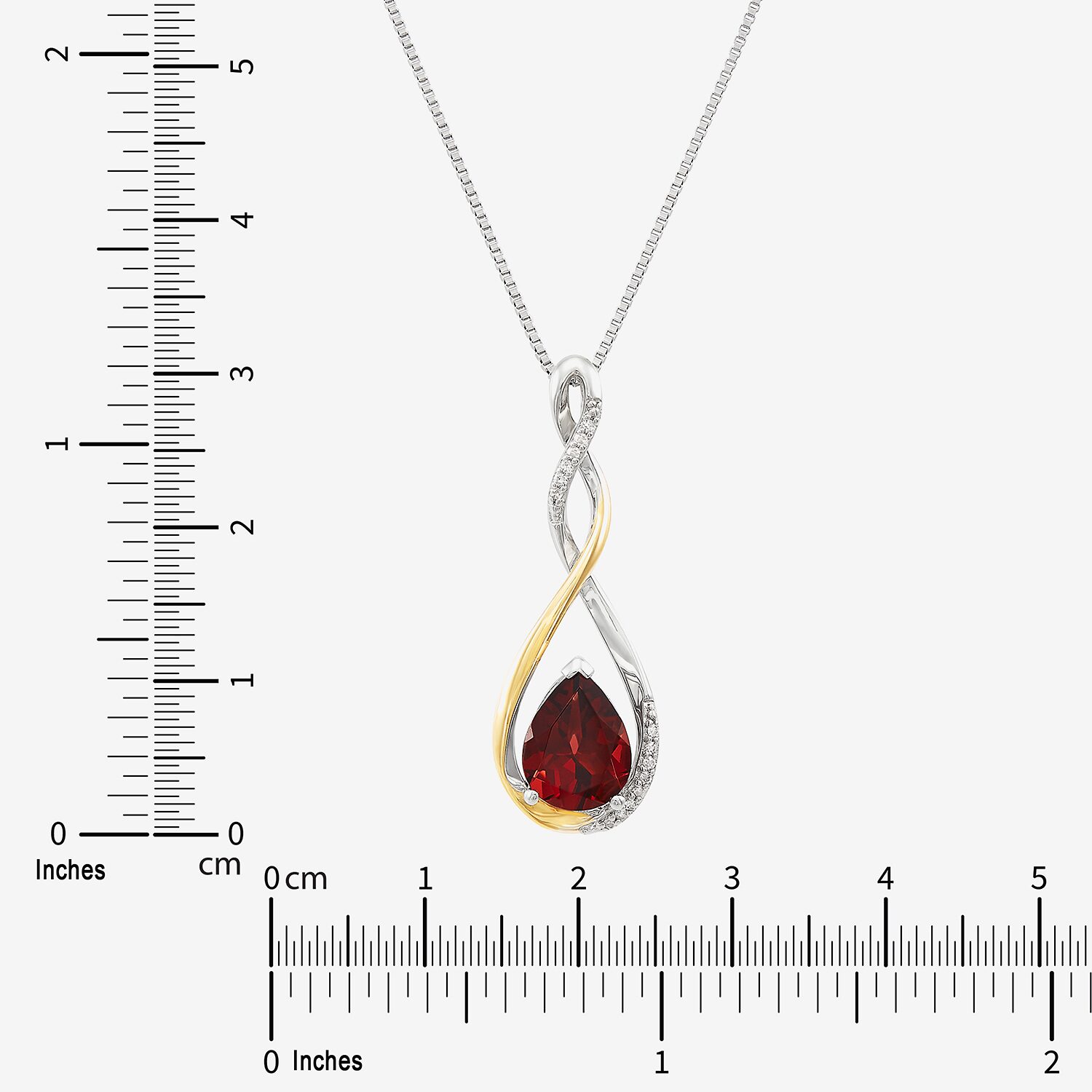 Womens Diamond Accent Genuine Red Garnet Sterling Silver Pear 18 Inch Pendant Necklace