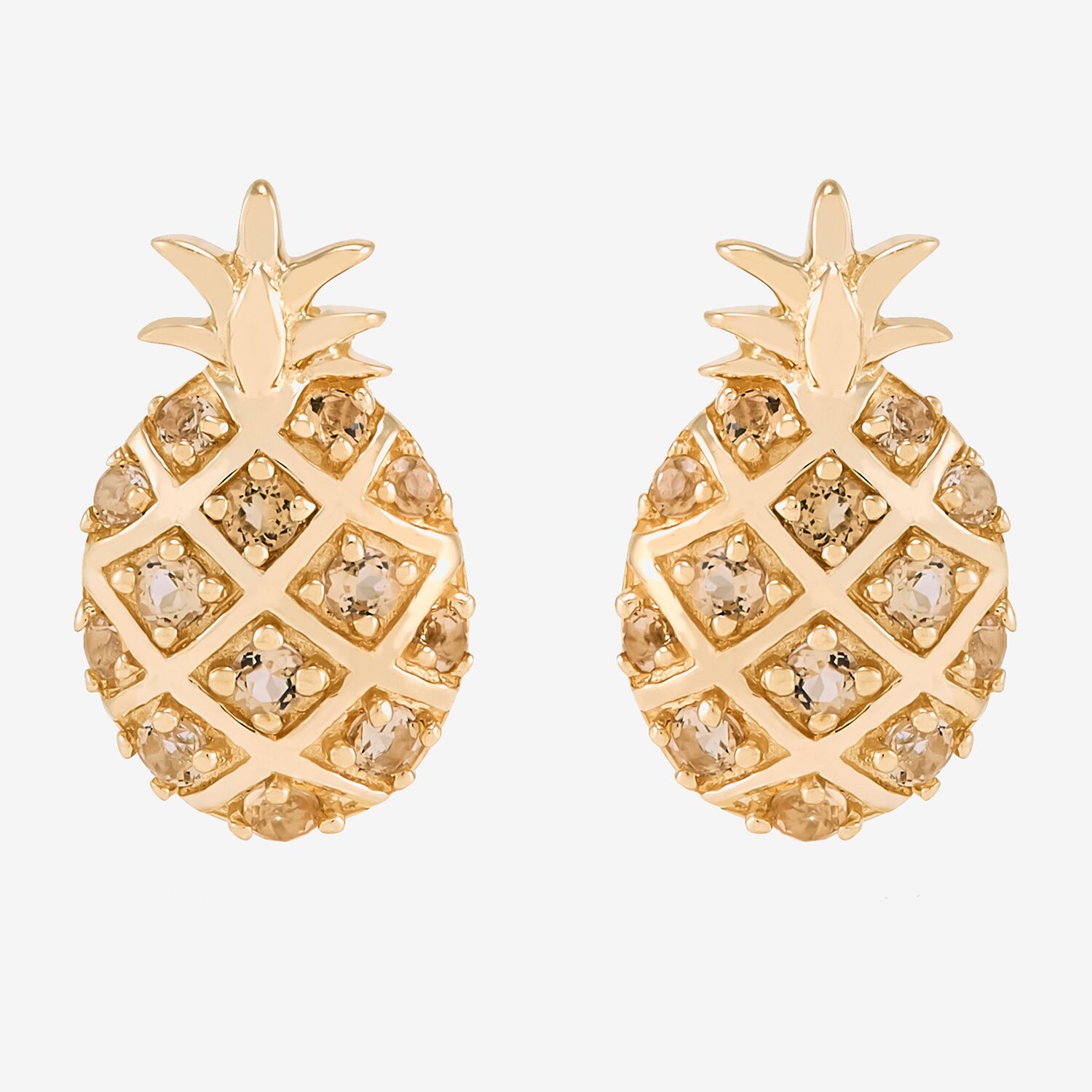 Genuine Orange Citrine 14K Gold 10.5mm Stud Earrings