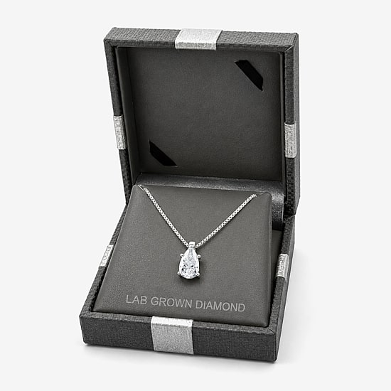 (G / Si1-Si2) Womens 1/2 CT. Lab Grown White Diamond Sterling Silver Pear 18 Inch Pendant Necklace