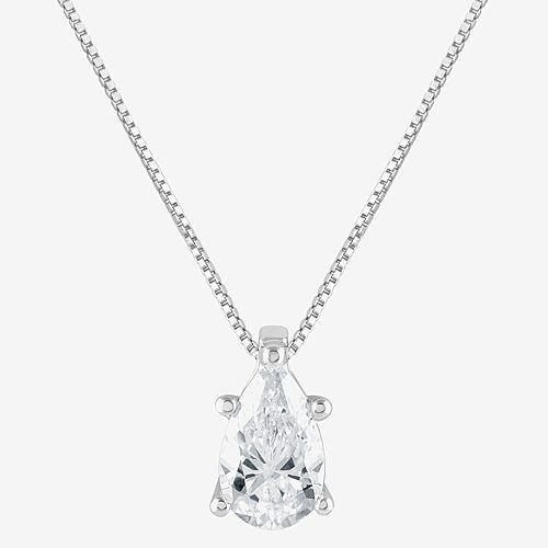 (G / Si1-Si2) Womens 1/2 CT. Lab Grown White Diamond Sterling Silver Pear 18 Inch Pendant Necklace, One Size, White