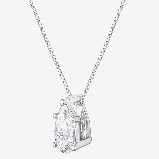 (G / Si1-Si2) Womens 1/2 CT. Lab Grown White Diamond Sterling Silver Pear 18 Inch Pendant Necklace