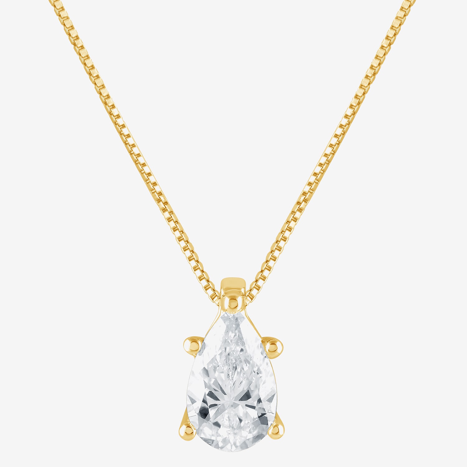 (G / Si1-Si2) Womens 1/2 CT. Lab Grown White Diamond Sterling Silver Pear 18 Inch Pendant Necklace