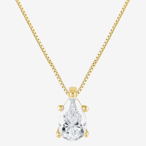 (G / Si1-Si2) Womens 1/2 CT. Lab Grown White Diamond Sterling Silver Pear 18 Inch Pendant Necklace, One Size, Yellow