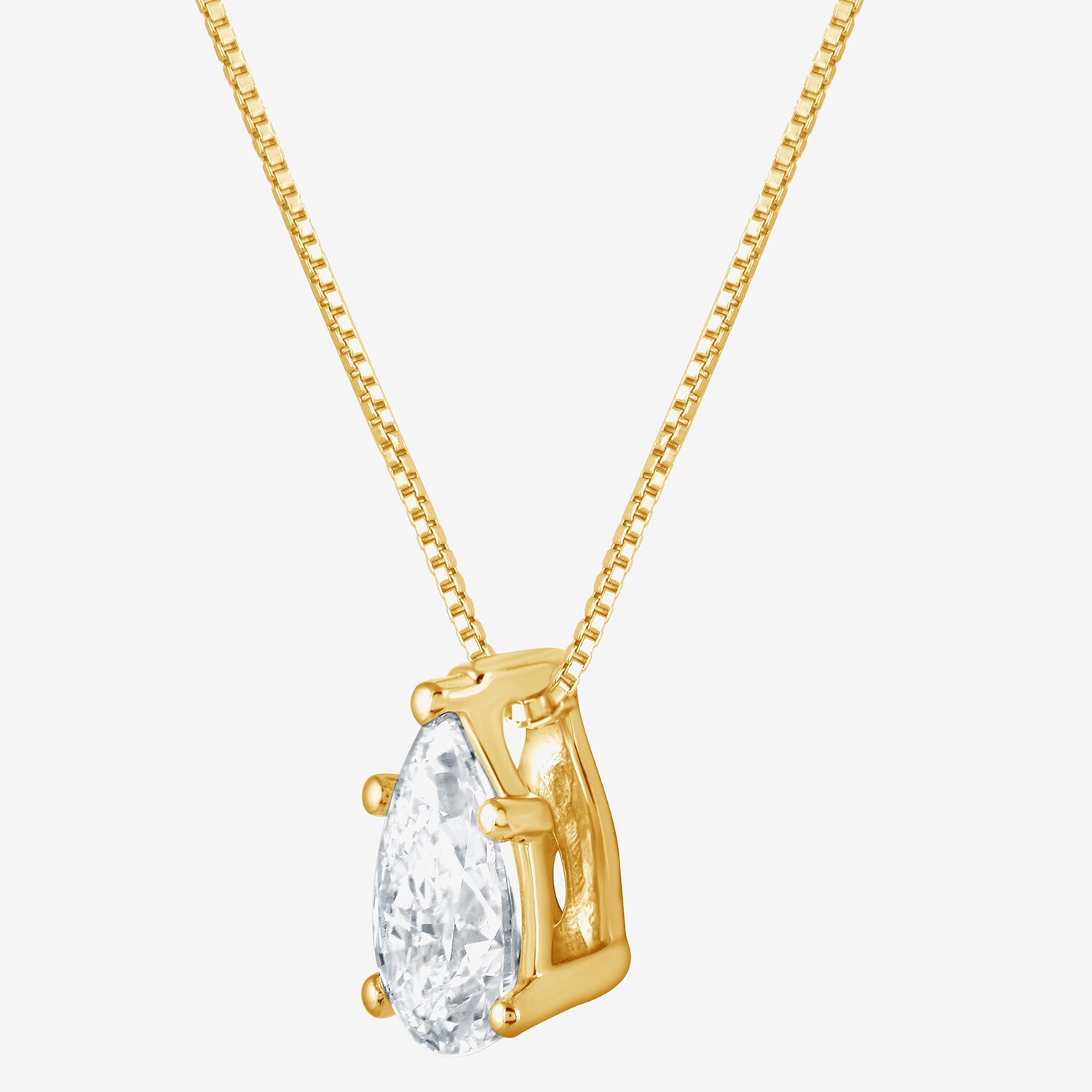 (G / Si1-Si2) Womens 1/2 CT. Lab Grown White Diamond Sterling Silver Pear 18 Inch Pendant Necklace