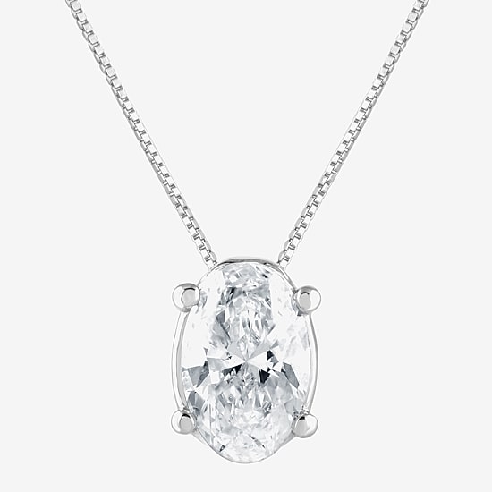 (G / Si1-Si2) Womens 1/2 CT. Lab Grown White Diamond Sterling Silver Oval 18 Inch Pendant Necklace