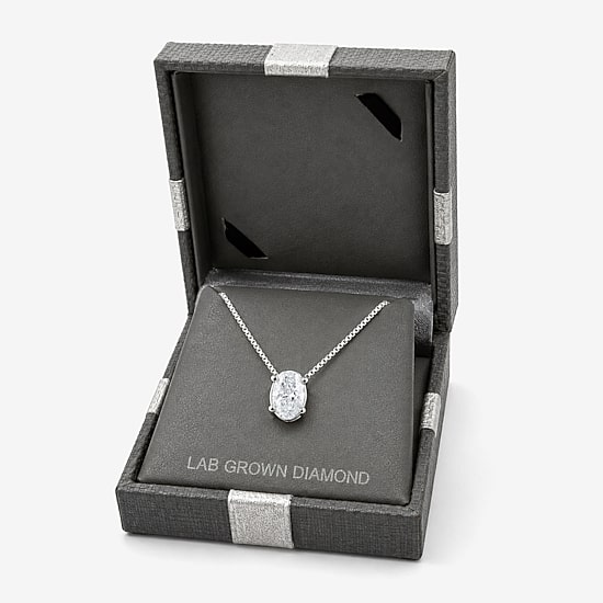 (G / Si1-Si2) Womens 1/2 CT. Lab Grown White Diamond Sterling Silver Oval 18 Inch Pendant Necklace