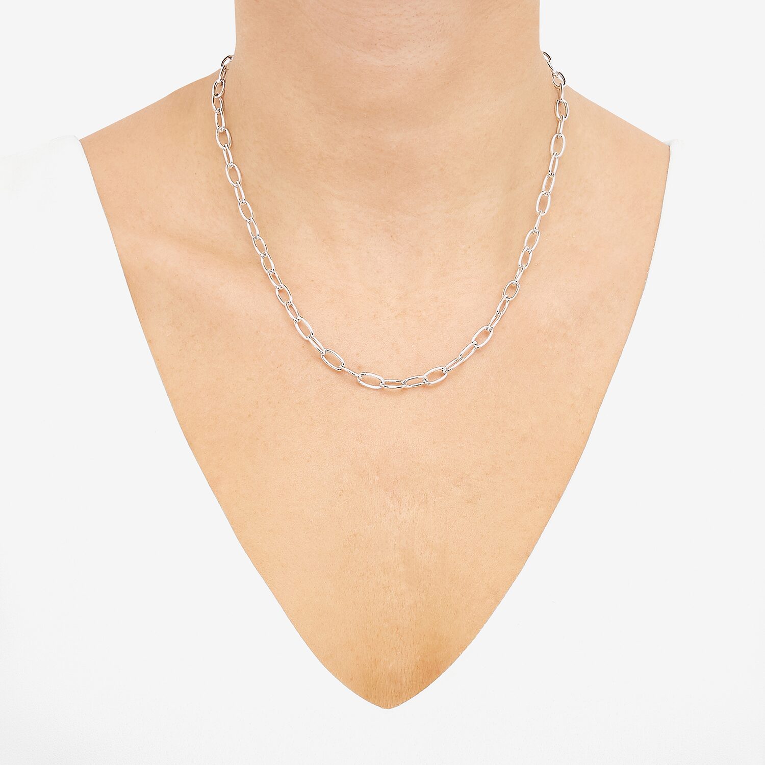 Womens Sterling Silver Inch Paperclip Chain Necklace