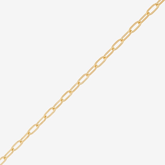 Womens 14K Gold Over Silver 7.5 Inch Solid Paperclip Chain Bracelet