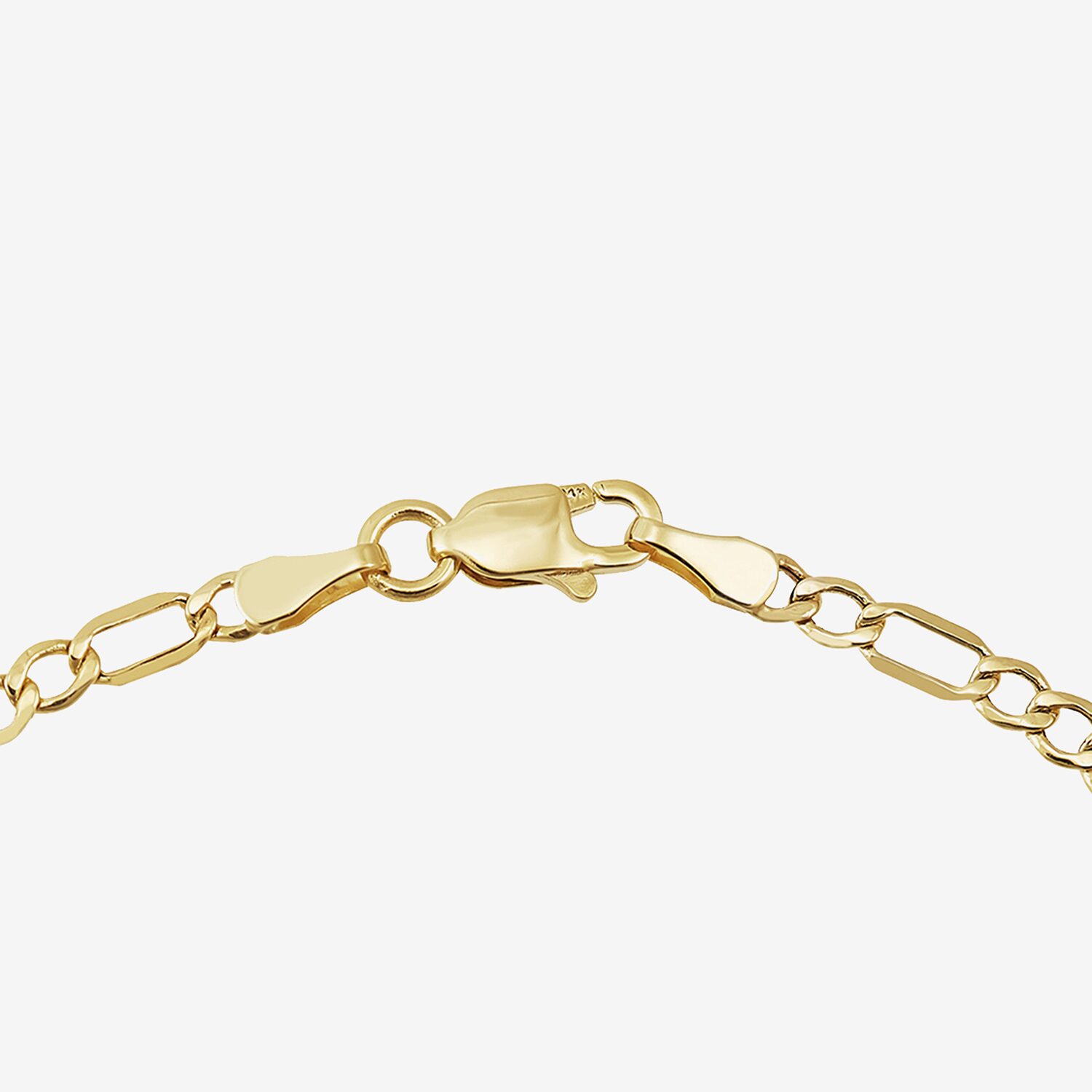 Womens 10K Gold 7.5 Inch Hollow Figaro Heart Chain Bracelet