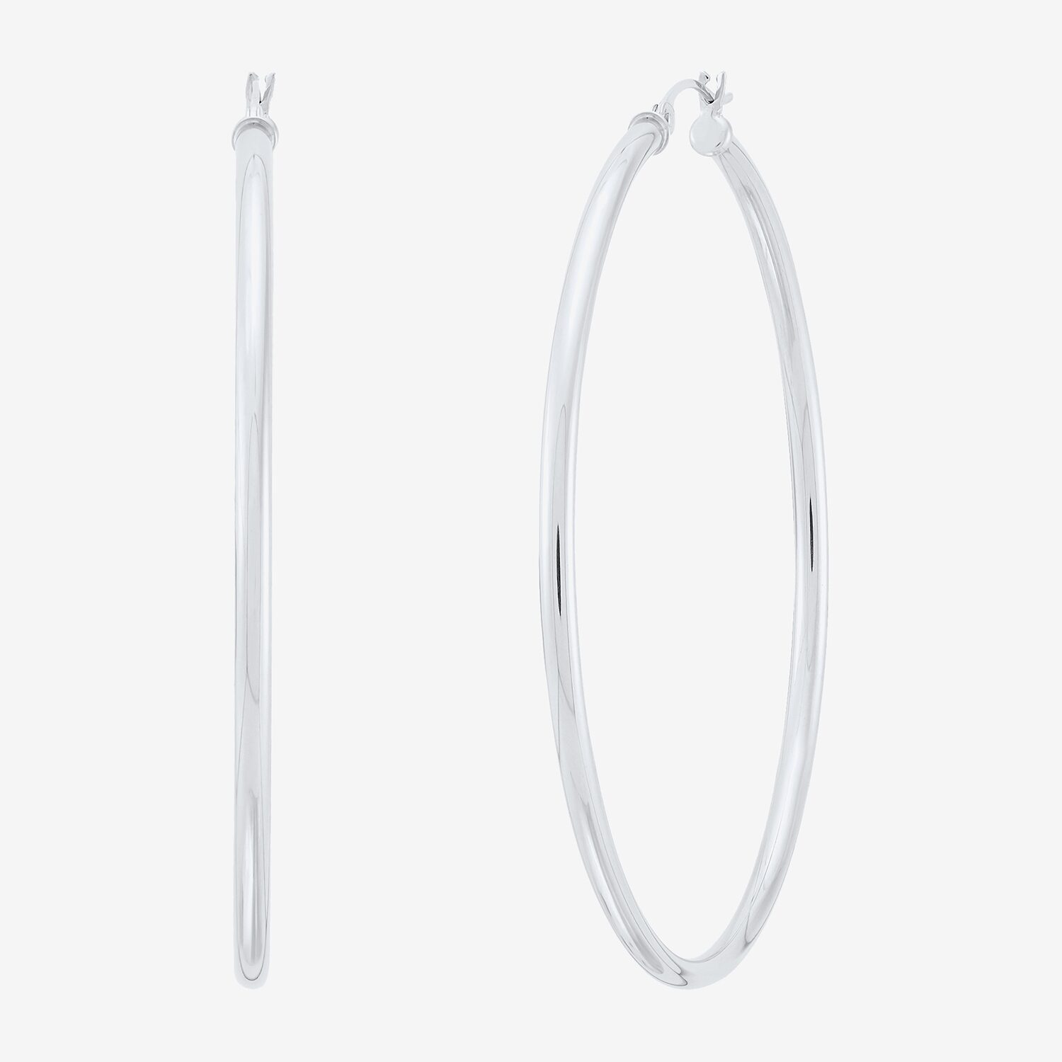 Womens 14K White Gold 50mm Hoop Earrings