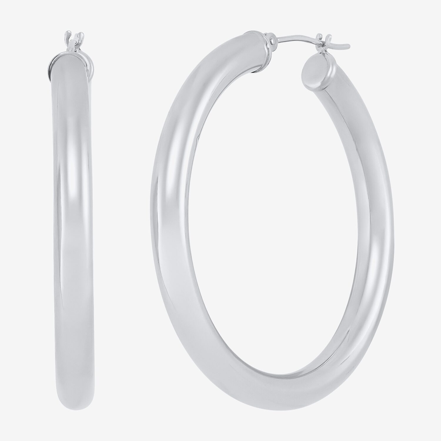 Womens 14K White Gold 40mm Hoop Earrings