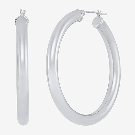Limited Quantities! Womens 14K White Gold 40mm Hoop Earrings