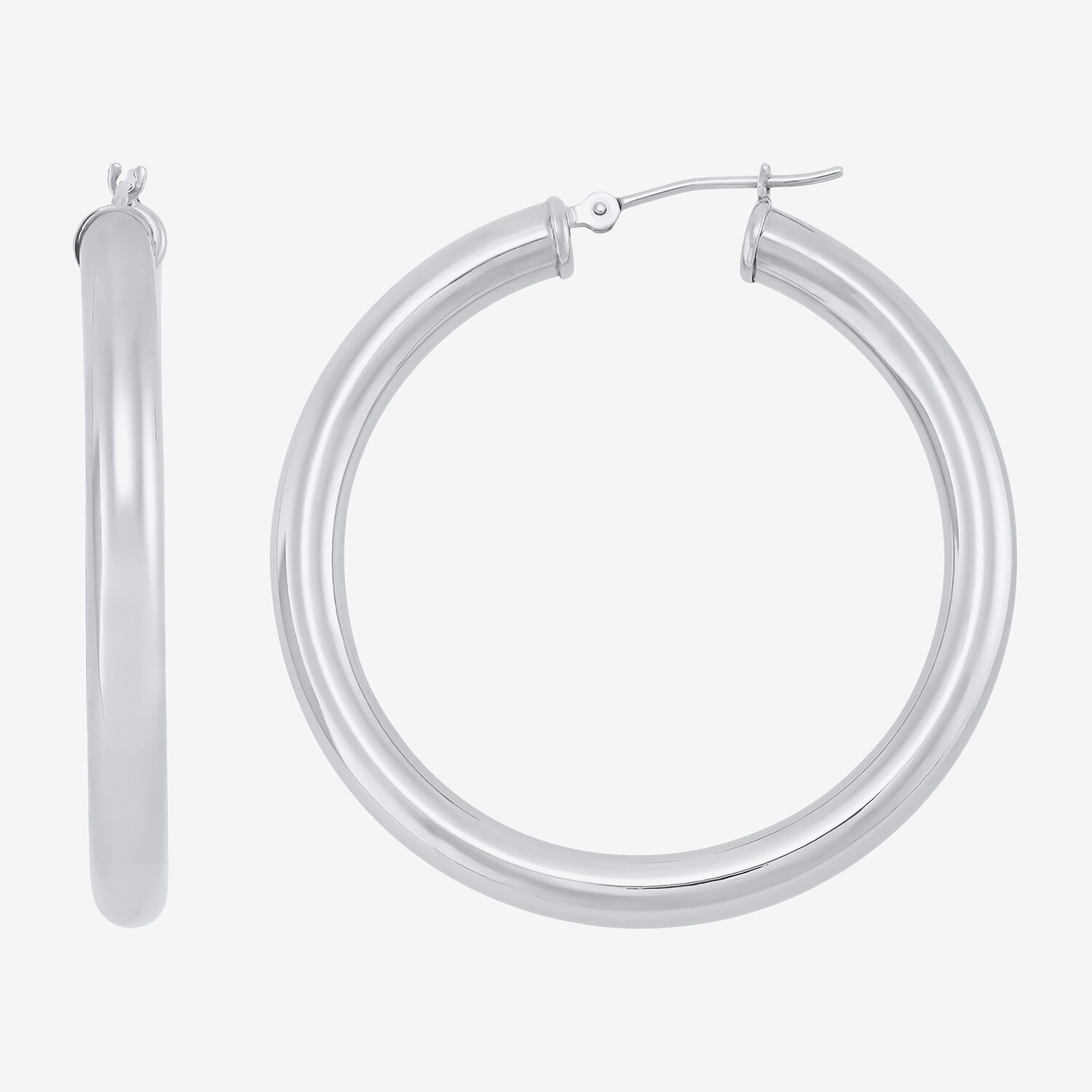 Womens 14K White Gold 40mm Hoop Earrings