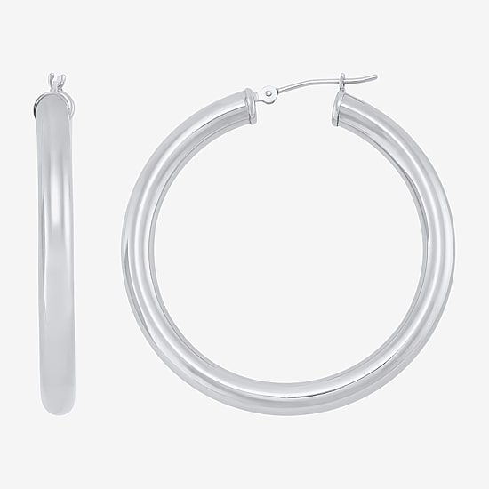 Limited Quantities! Womens 14K White Gold 40mm Hoop Earrings