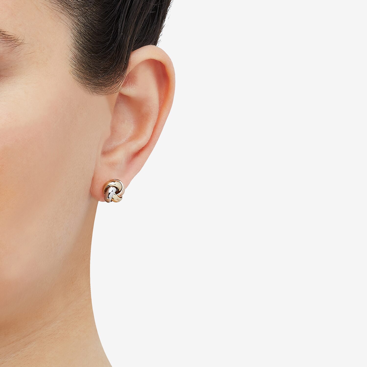14K Tri-Color Gold 10.3mm Knot Stud Earrings