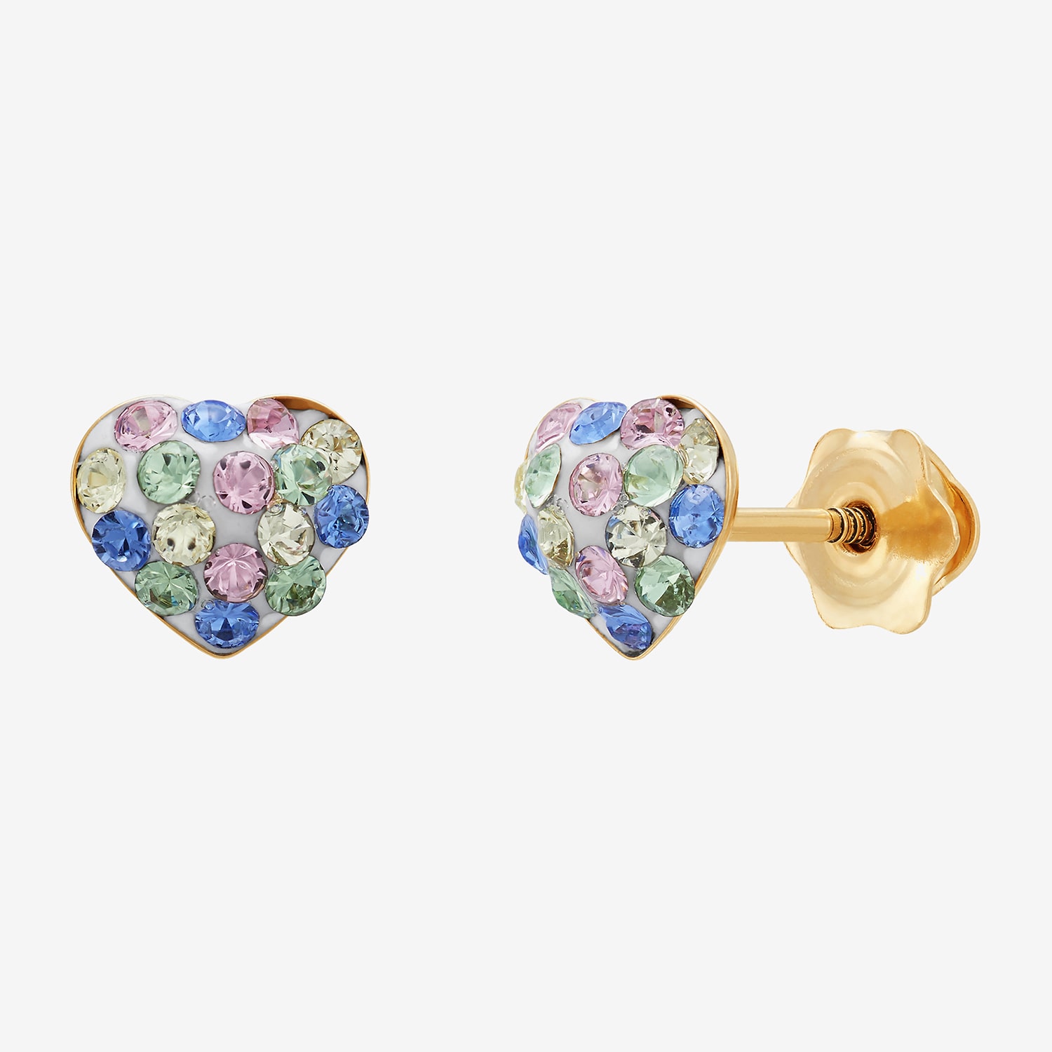 Limited Quantities! Multi Color Crystal 14K Gold 5.5mm Heart Stud Earrings