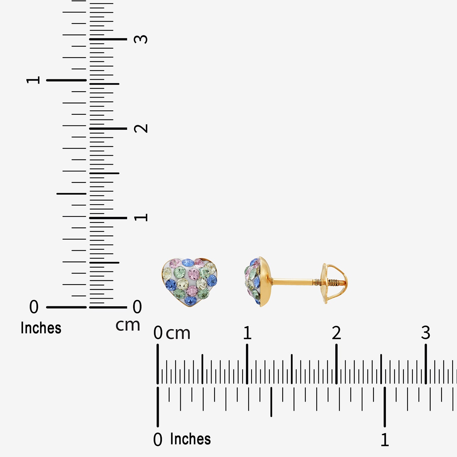 Limited Quantities! Multi Color Crystal 14K Gold 5.5mm Heart Stud Earrings