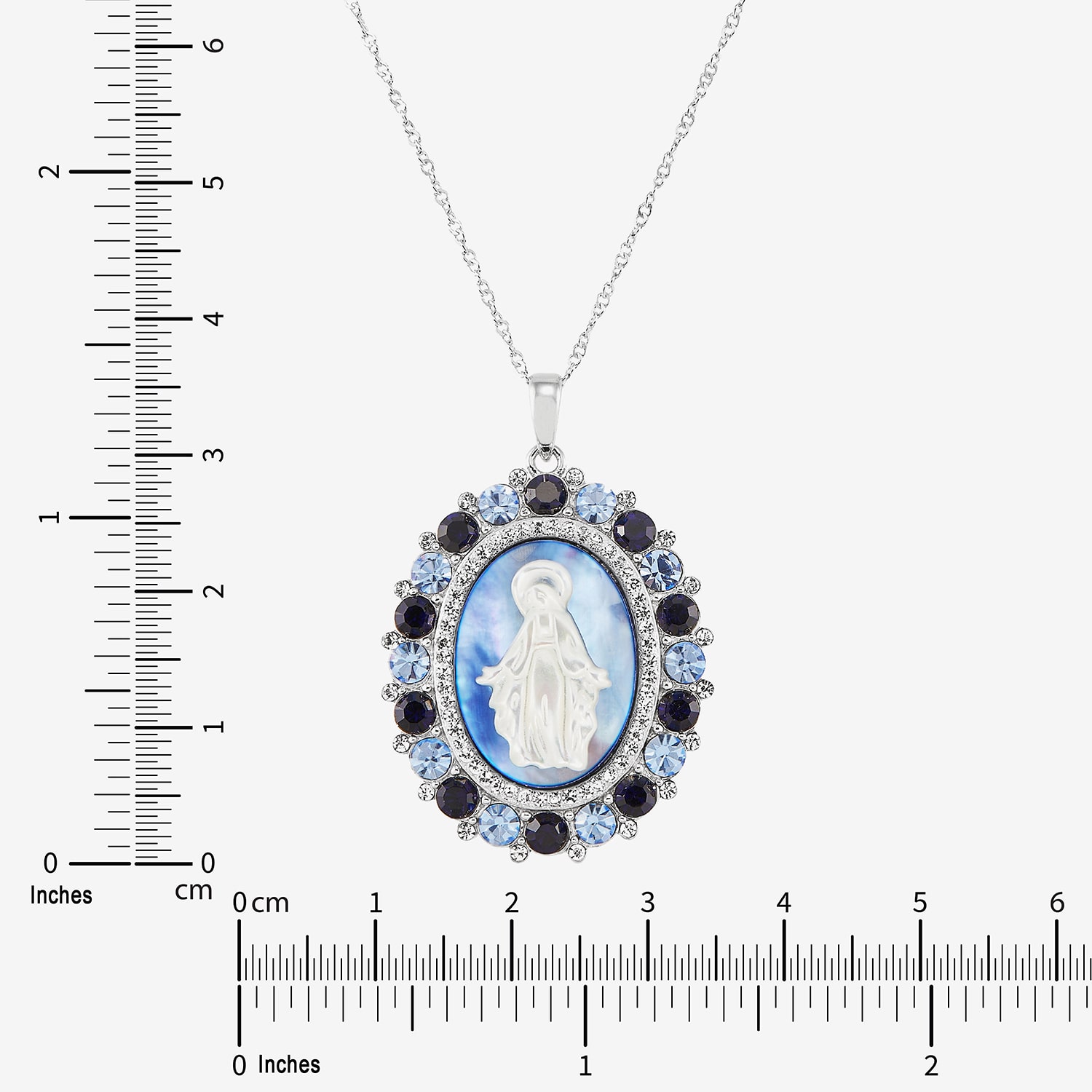 Womens Multi Color Crystal Sterling Silver Oval 18 Inch Pendant Necklace