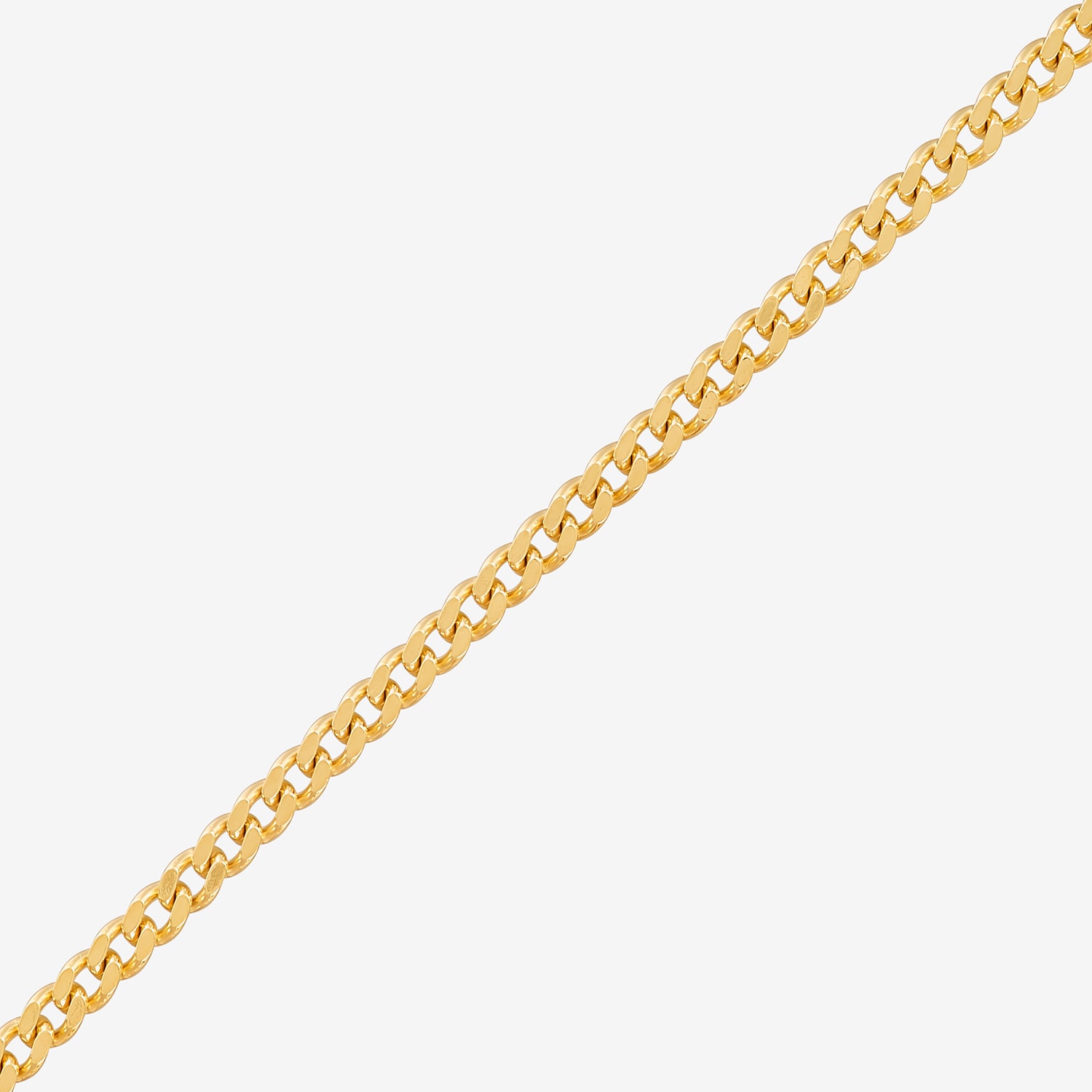 Womens 18K Gold Over Silver 7.5 Inch Solid Curb Chain Bracelet