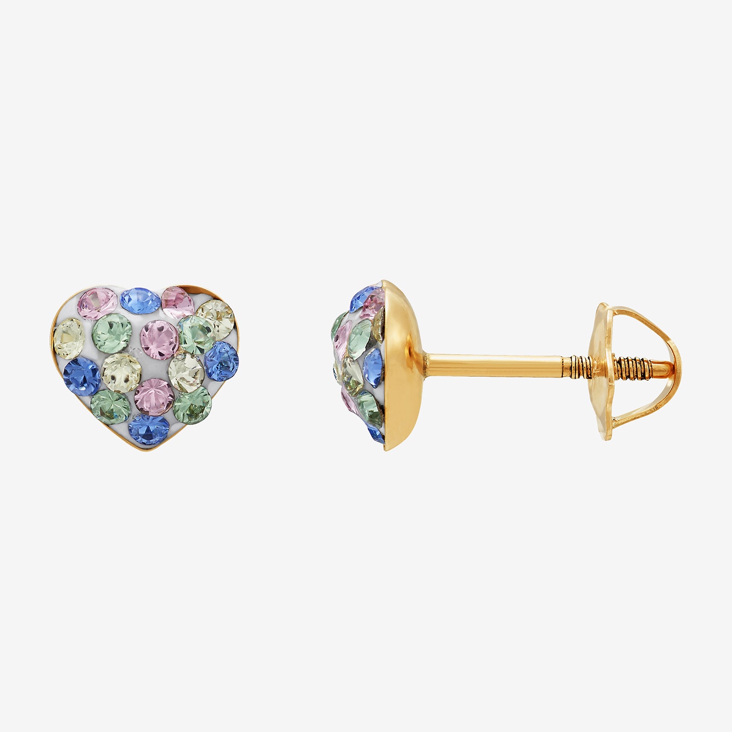 Limited Quantities! Multi Color Crystal 14K Gold 5.5mm Heart Stud Earrings