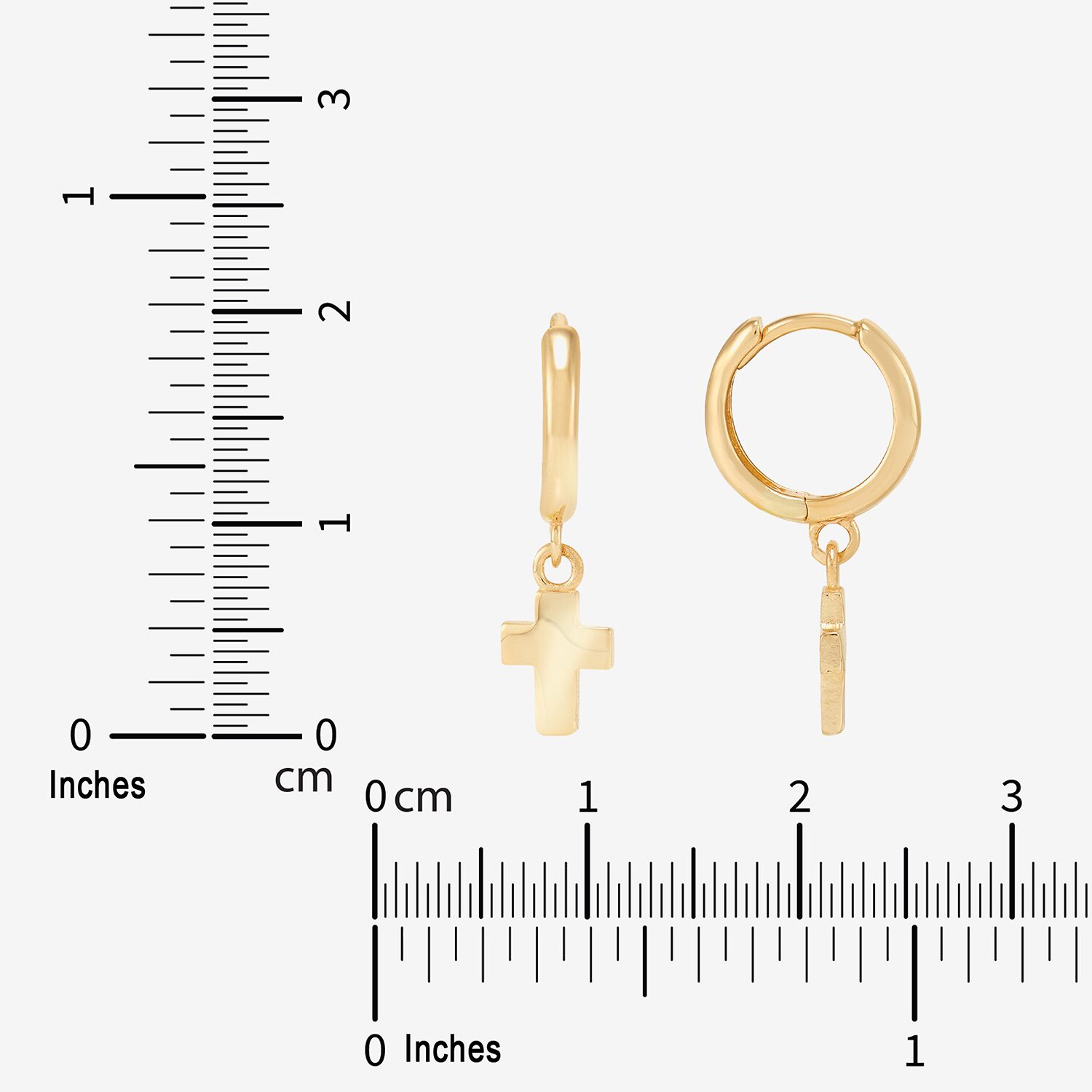 Cross Womens 14K Gold 20mm Cross Hoop Earrings